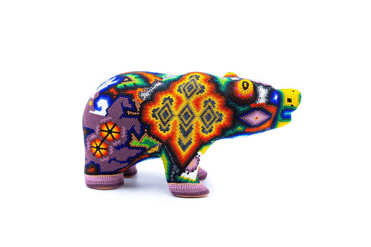 Oso Papá - Obra de Arte Huichol
