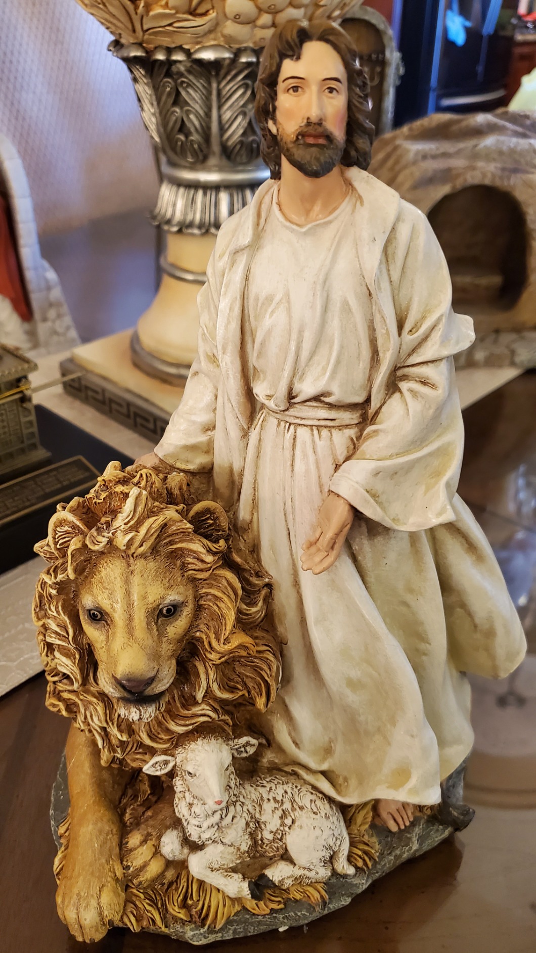 Joseph's Studio by Roman - Jesus with Lion and Lamb Figure, Renaissance Collection, 12