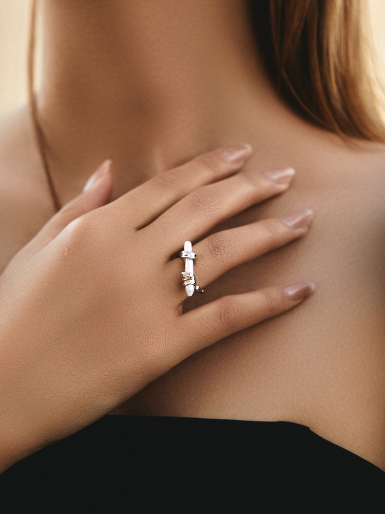 Long Baroque Beaded Ring