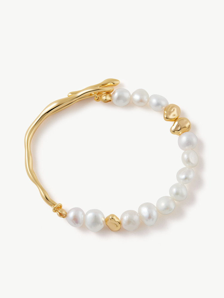 Fluid design pearl mixed bracelet