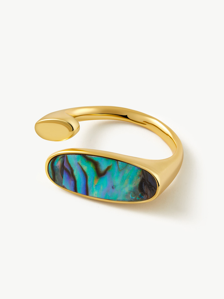Natural Colorful Shell Gold Plated Ring
