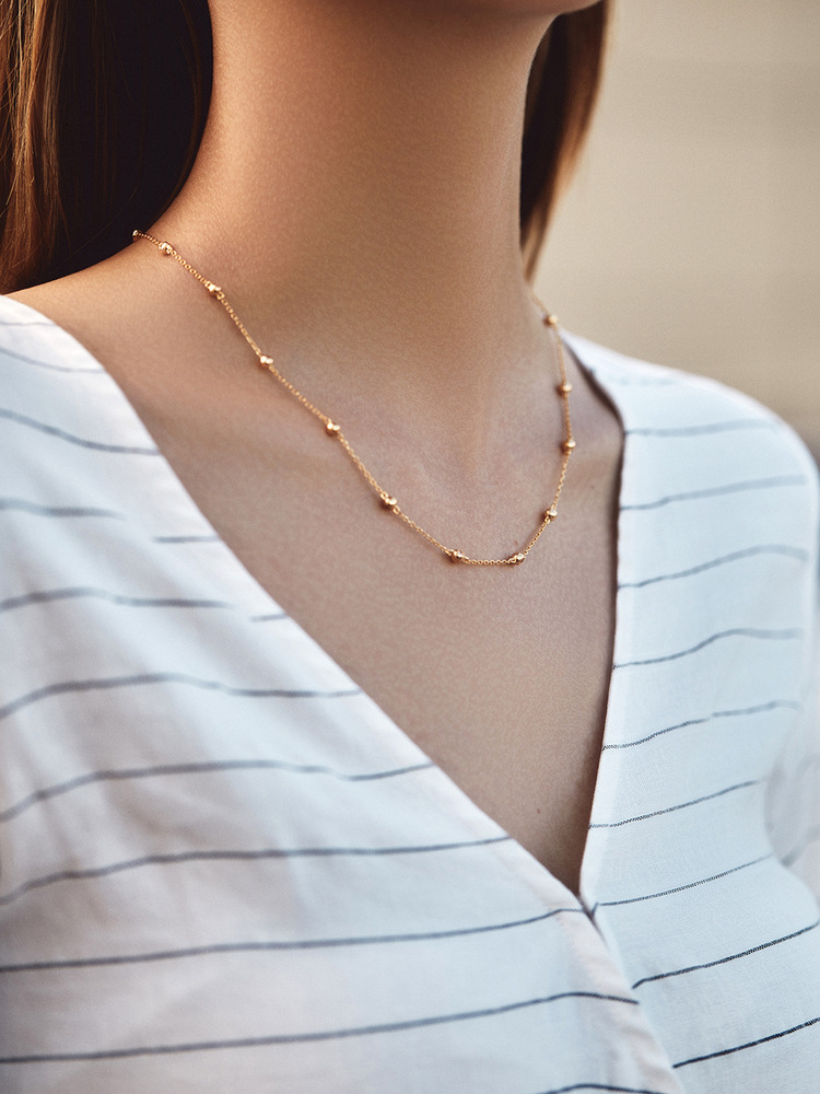 Round Bead Zircon Necklace