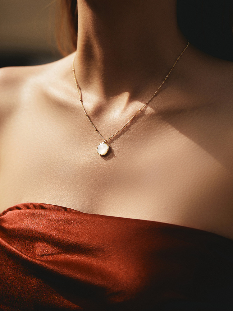 White Fritillaria Pendant Necklace