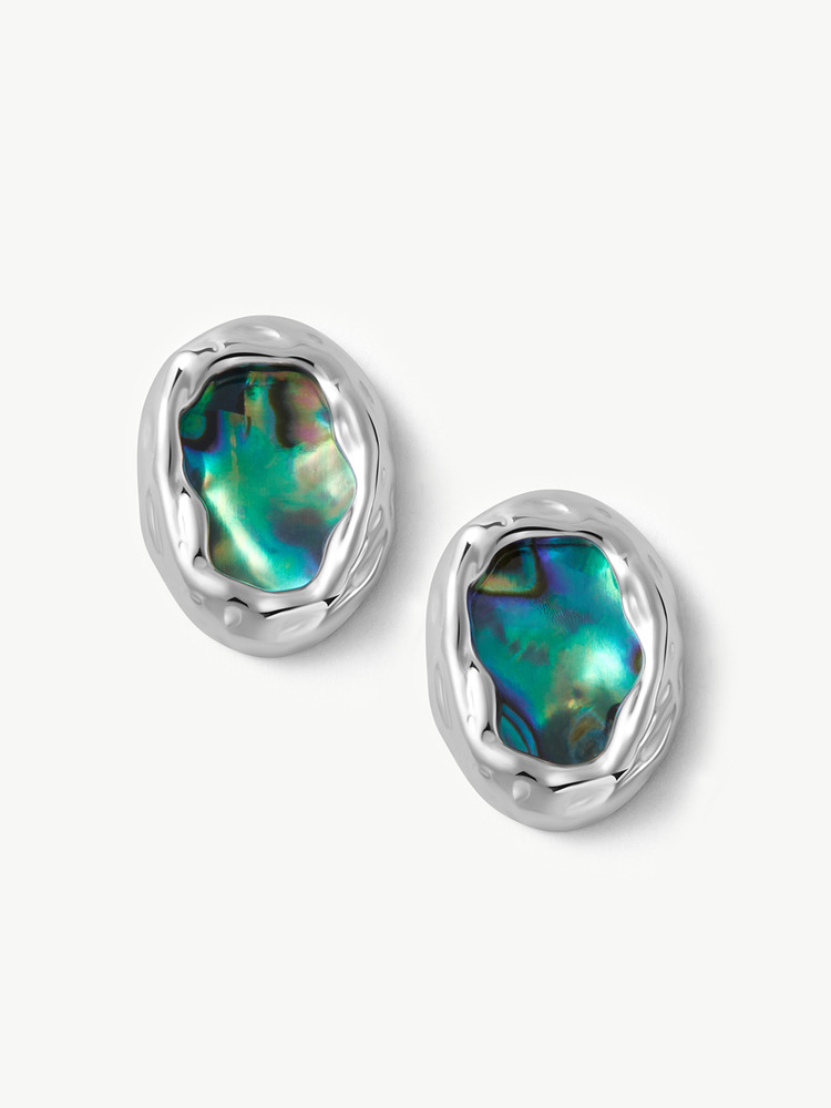 Natural Abalone Shell Pure Silver Earring