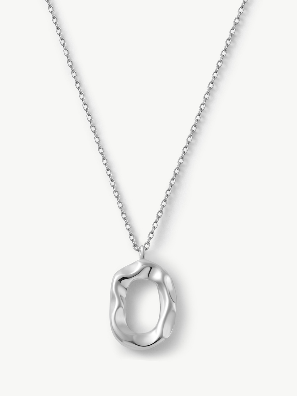 Silver Oval Pendant Necklace