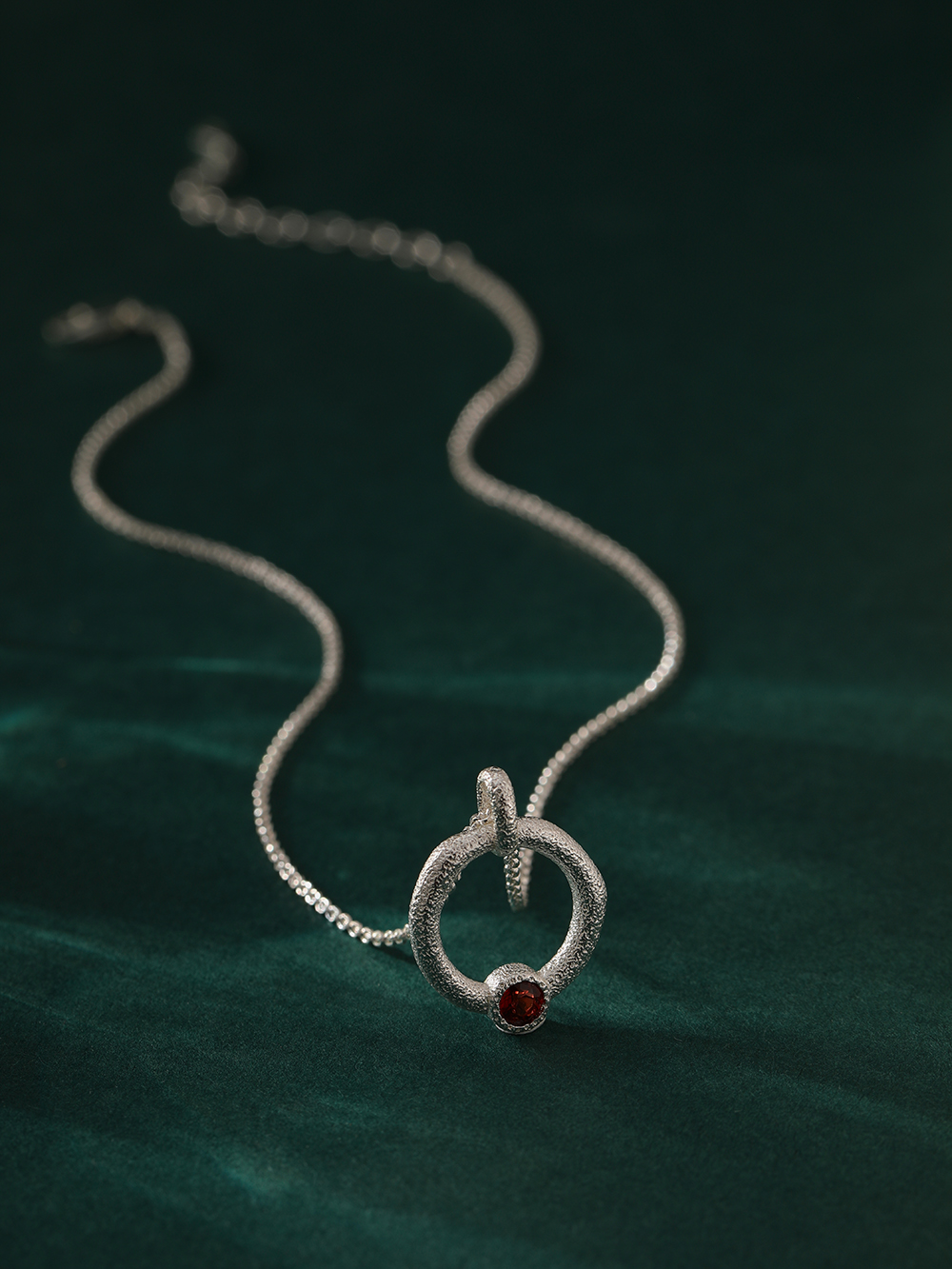 Garnet Annular Pendant Necklace