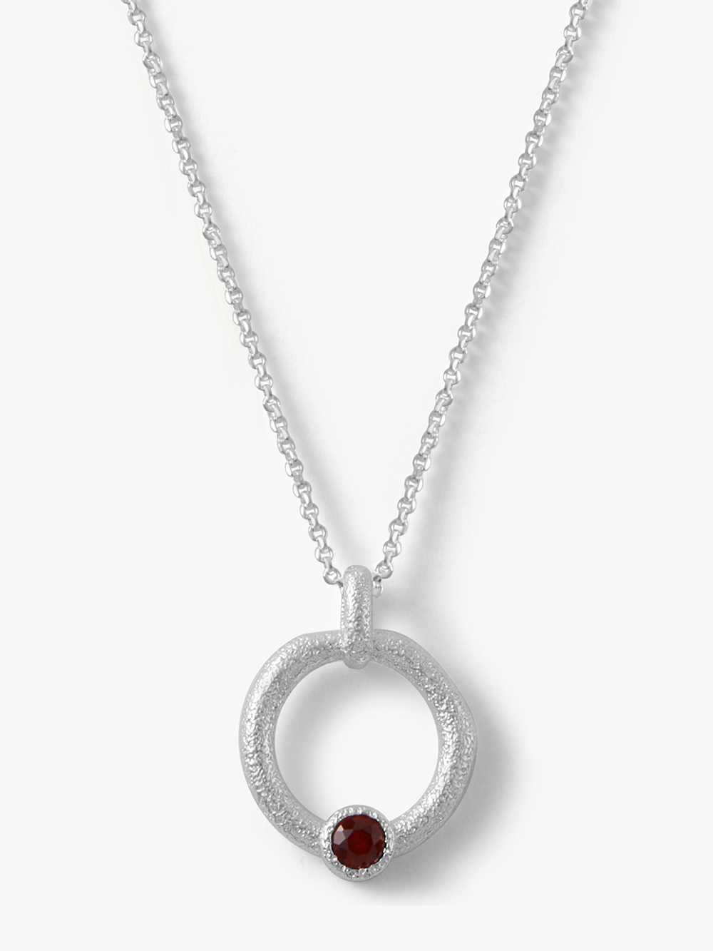 Garnet Annular Pendant Necklace