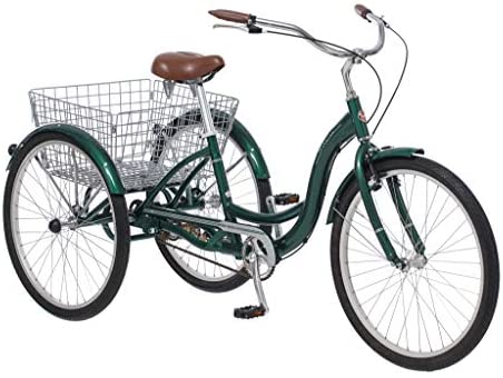 Schwinn Meridian Adult Tricycle, 24 or 26-Inch Wheel Options, Low Step-Through Aluminum Frame, Cargo Basket, Multiple Colors