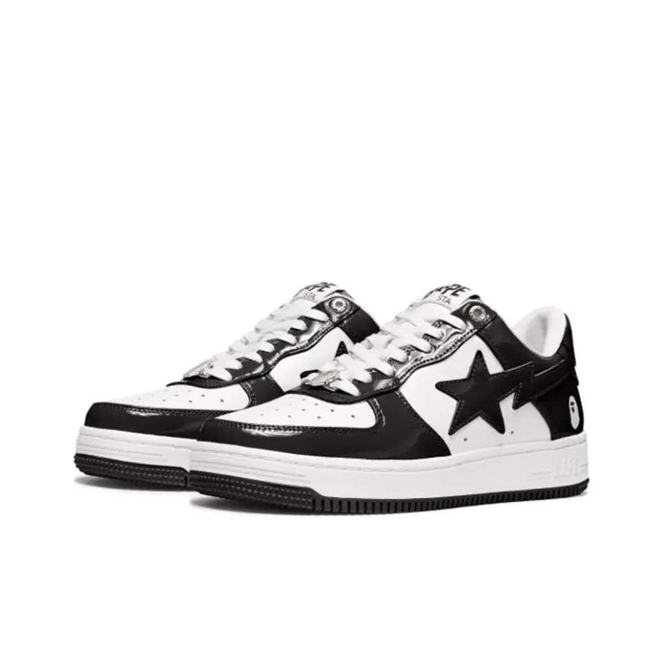 Bape Sta Patent Leather Black White - beetsneakers