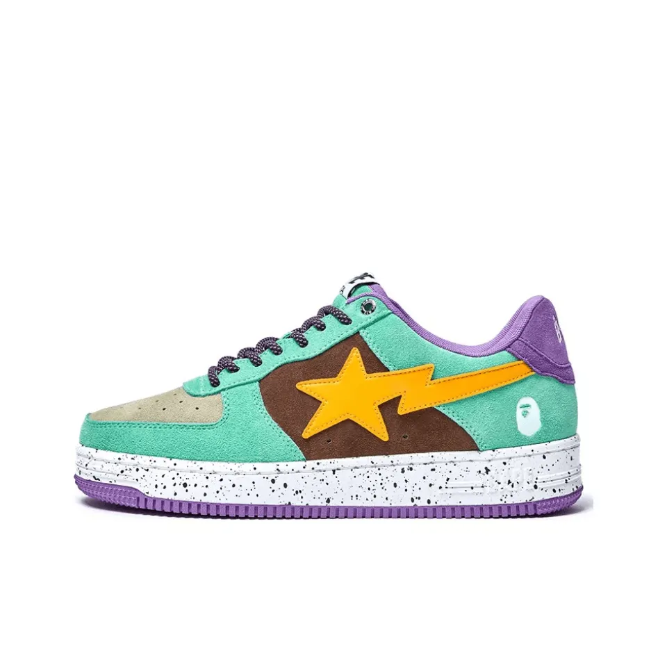 Bape Sta Teal Brown Yellow Suede - beetsneakers