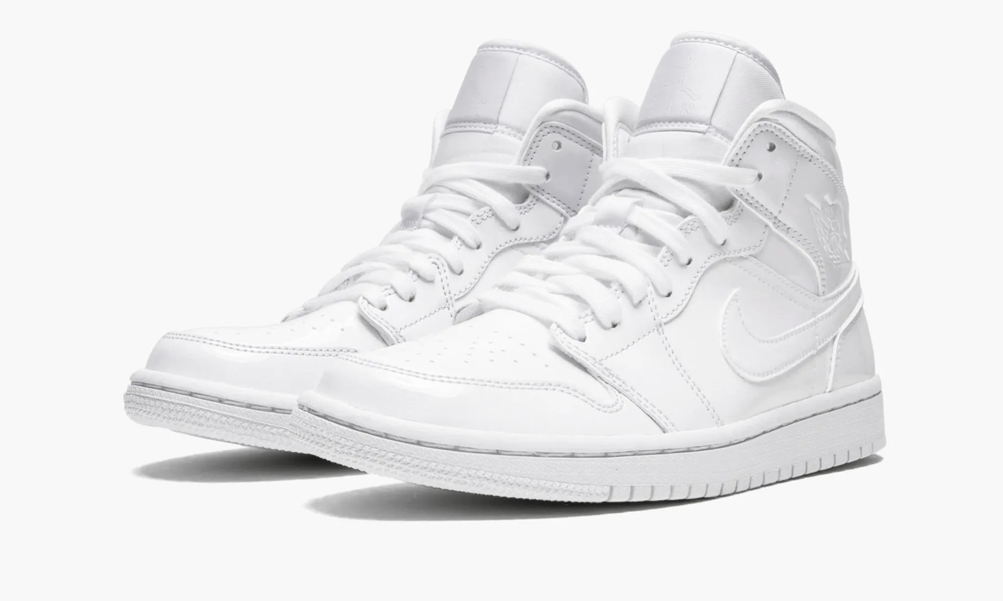 JORDAN 1 MID Patent Triple White - beetsneakers