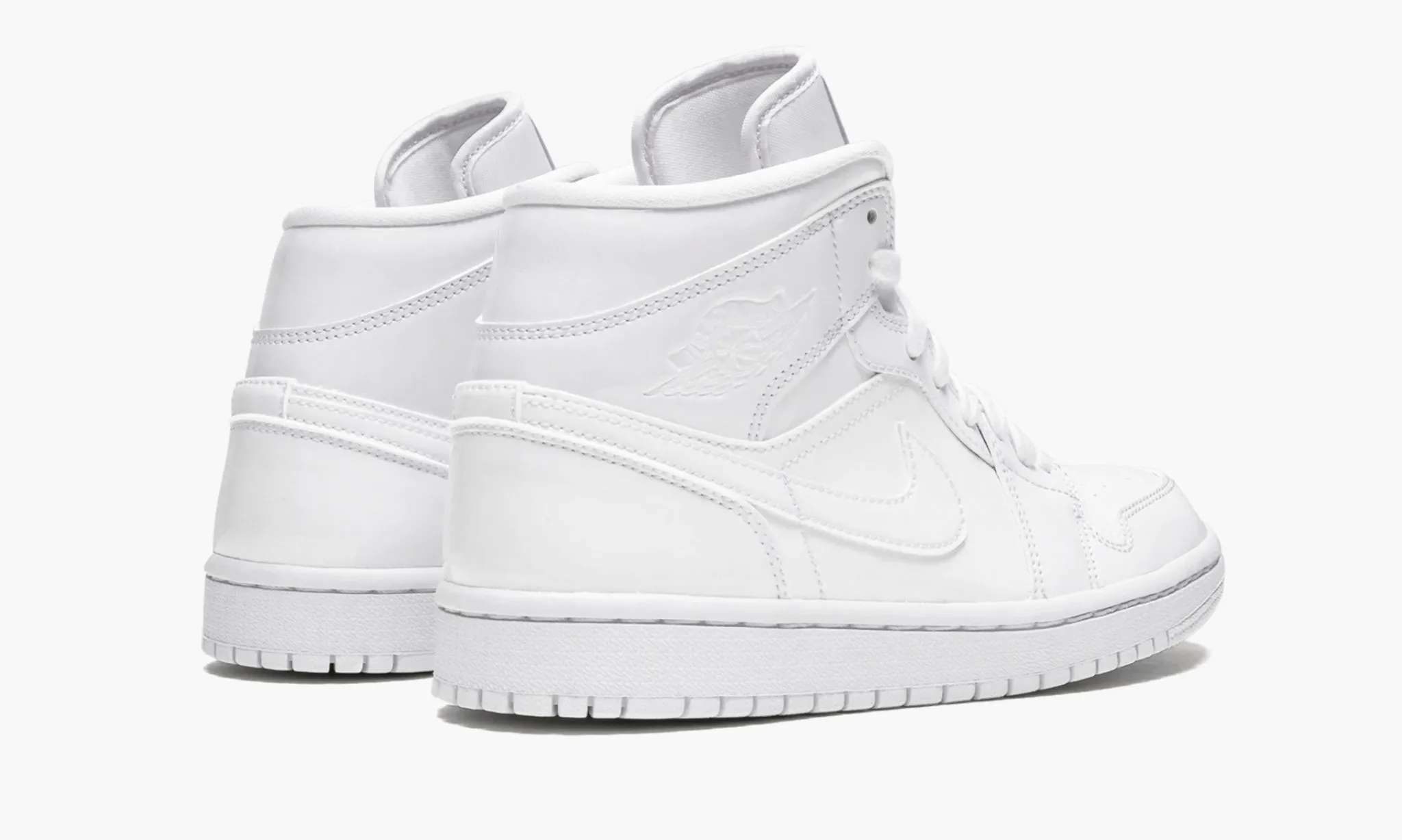 JORDAN 1 MID Patent Triple White - beetsneakers