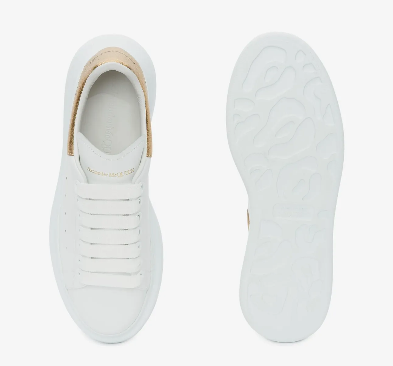 Alexander Mcqueen Men's Oversized Sneaker in White/gold - beetsneakers