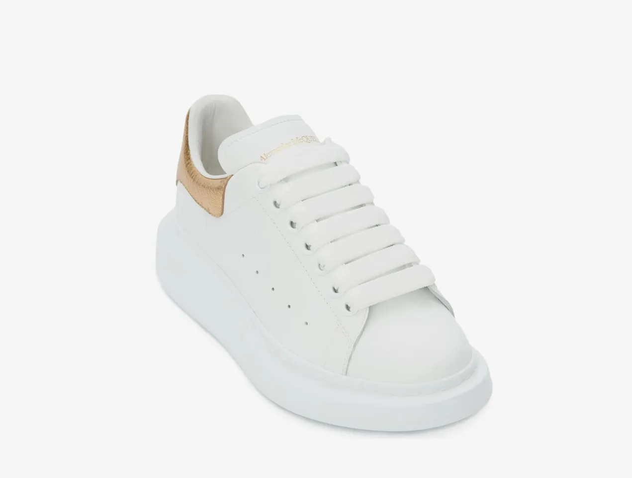 Alexander Mcqueen Men's Oversized Sneaker in White/gold - beetsneakers