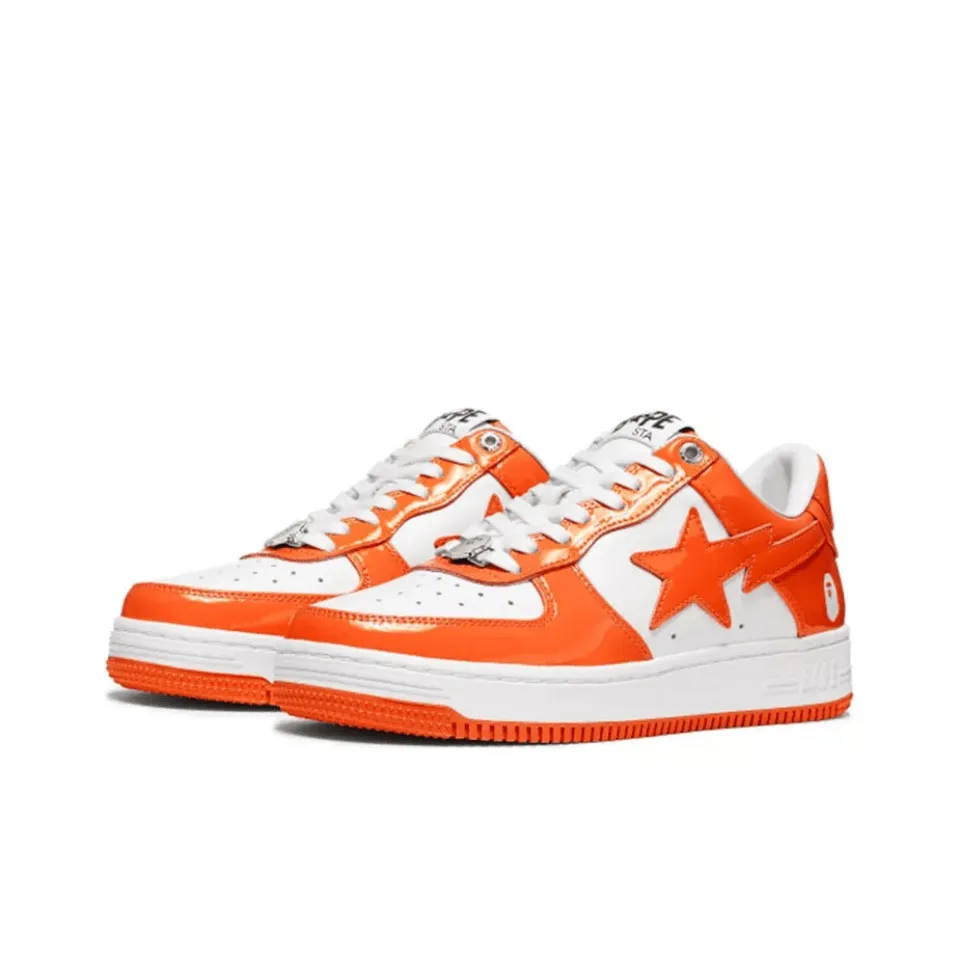 Bape Sta Patent Leather Orange White - beetsneakers