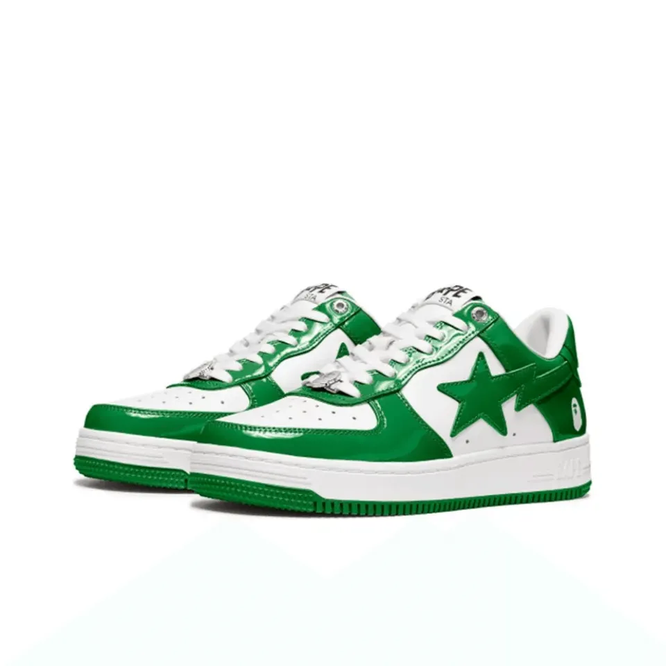 Bape Sta Patent Leather Green White - beetsneakers