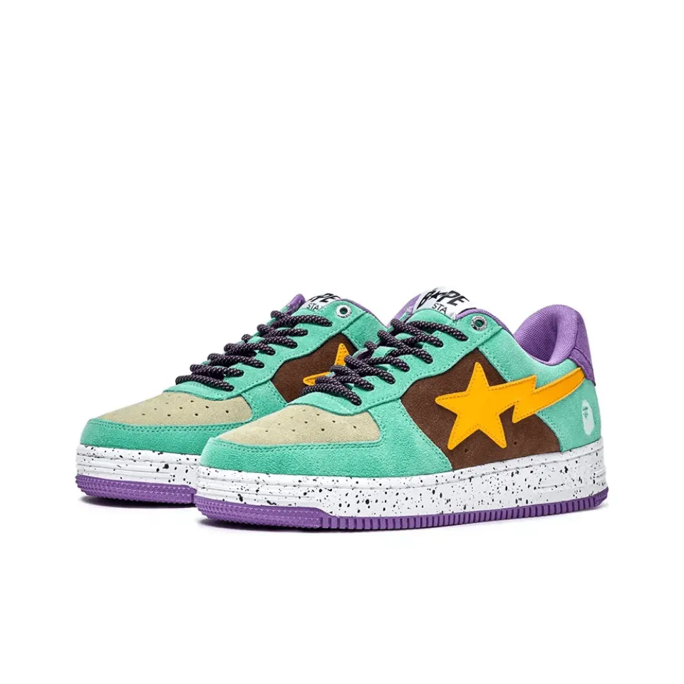 Bape Sta Teal Brown Yellow Suede - beetsneakers