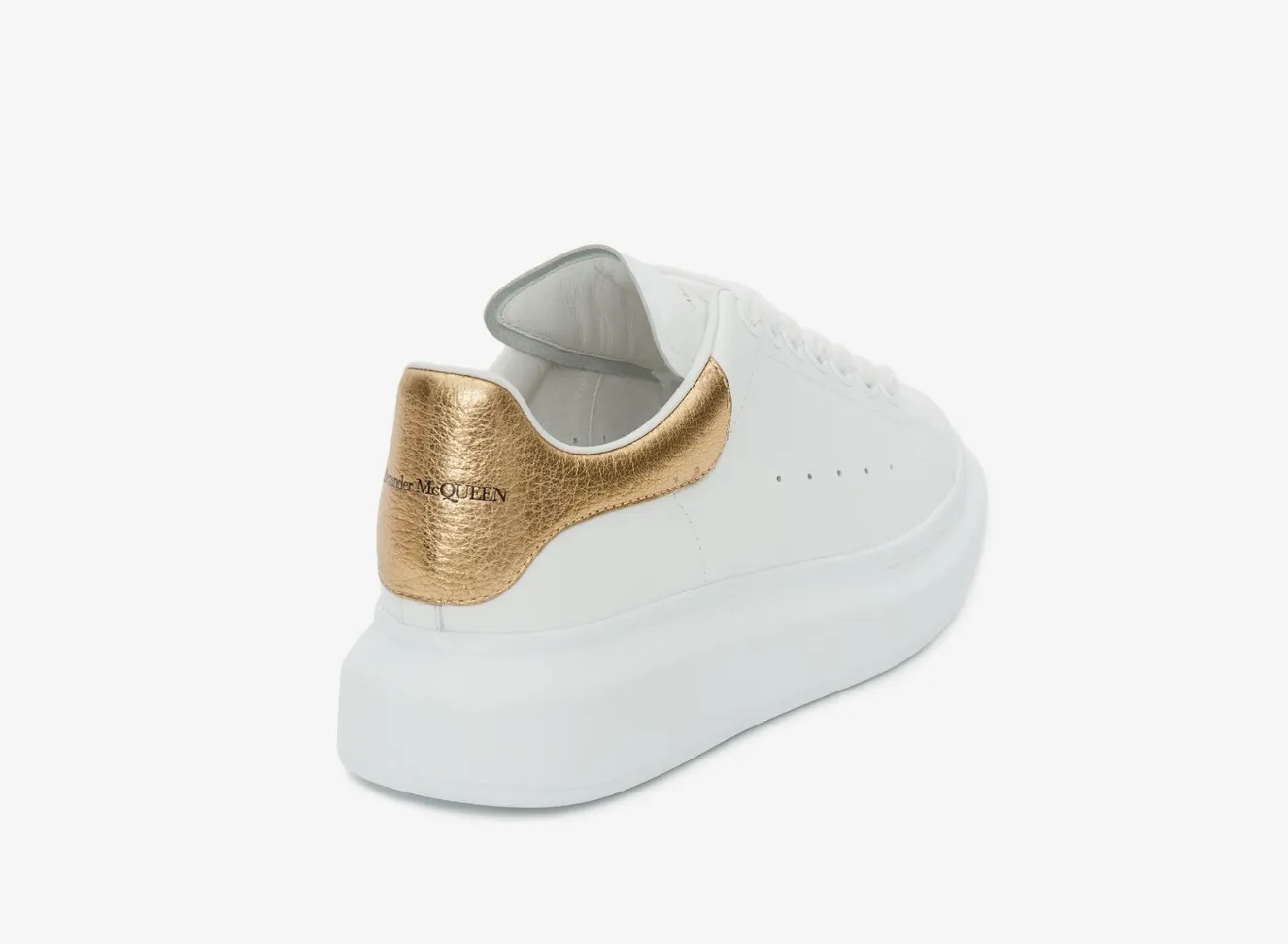 Alexander Mcqueen Men's Oversized Sneaker in White/gold - beetsneakers