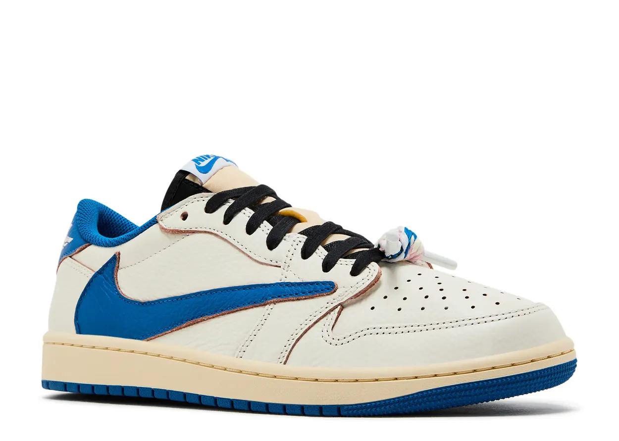 Jordan 1 Retro Low OG SP Fragment x Travis Scott Sail Military Blue - beetsneakers