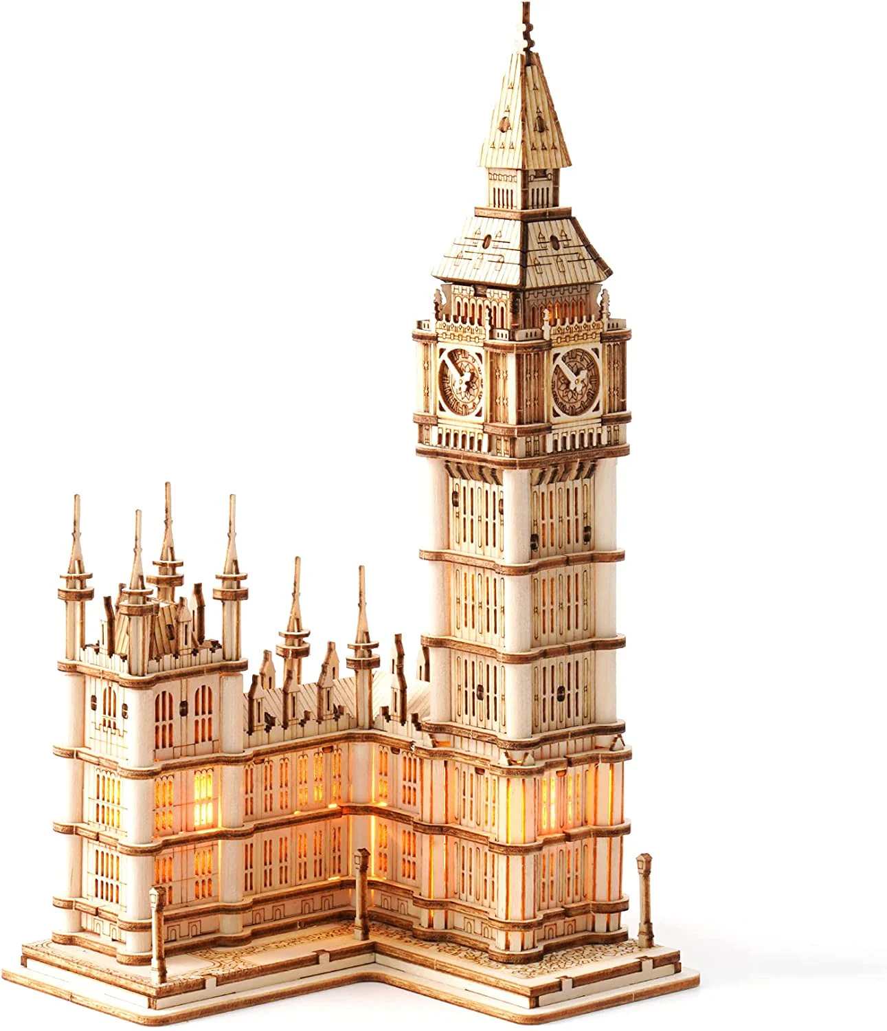 3D Puzzle for Adults Wooden Craft Kits for Teens DIY Construction Model Kit with LED Light to Build Educational Big Ben Set Toys