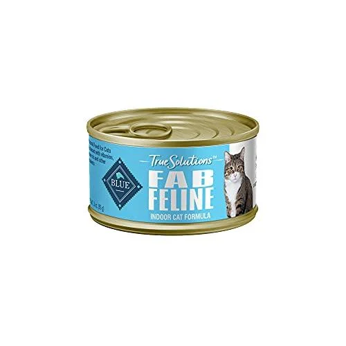 Blue Buffalo True Solutions Fab Feline Natural Indoor Adult Wet Cat Food case of 12 . 3ozcans