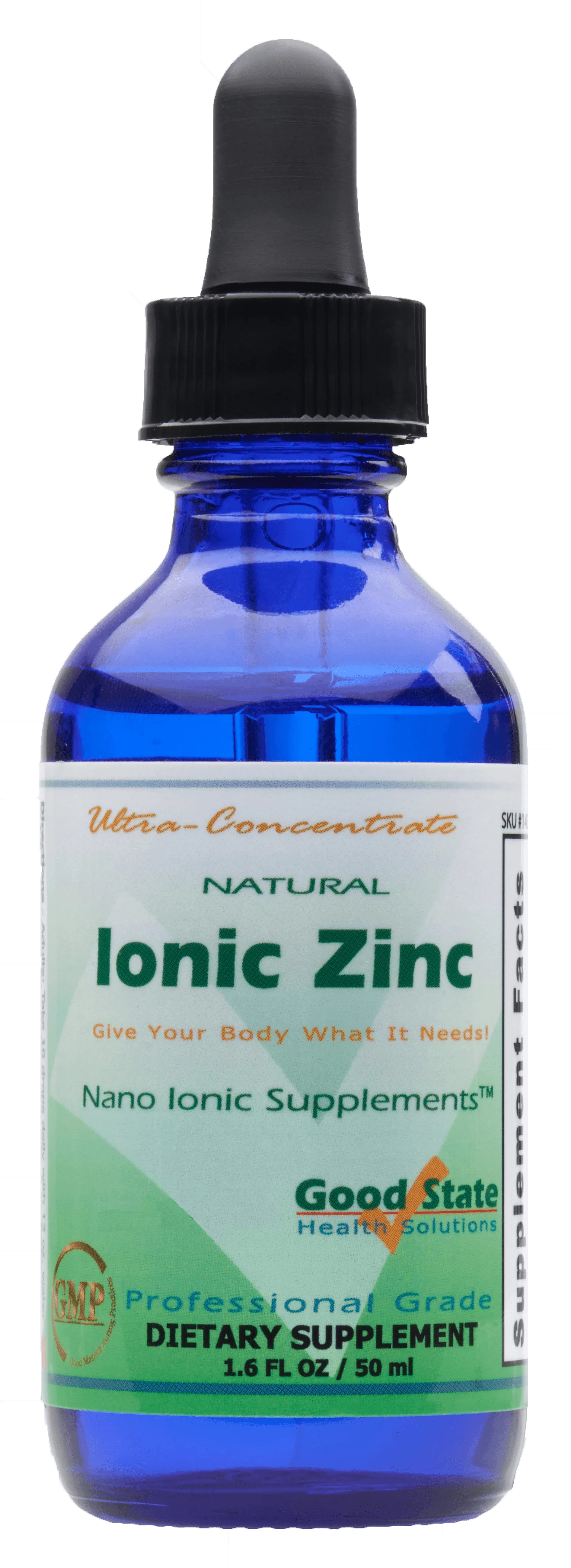 (Glass Bottle) Good State Liquid Ionic Minerals - Zinc Ultra Concentrate - (10 drops equals 15mg) (100 servings per bottle)