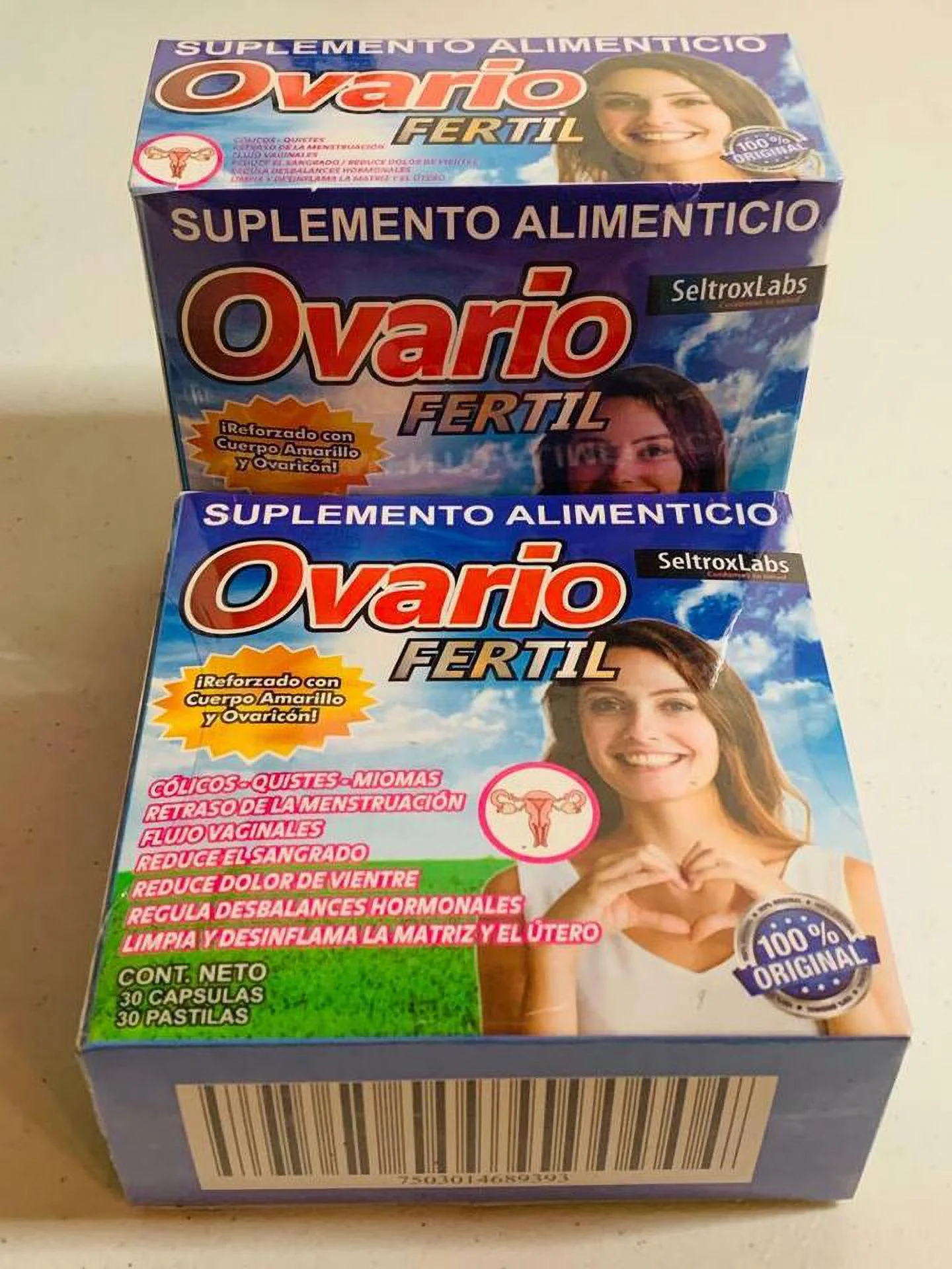 Ovario Fertil Reforzado con Cuerpo Amarillo & Ovaricon Colicos-Quistes - 100 Capsules (2 Pack)