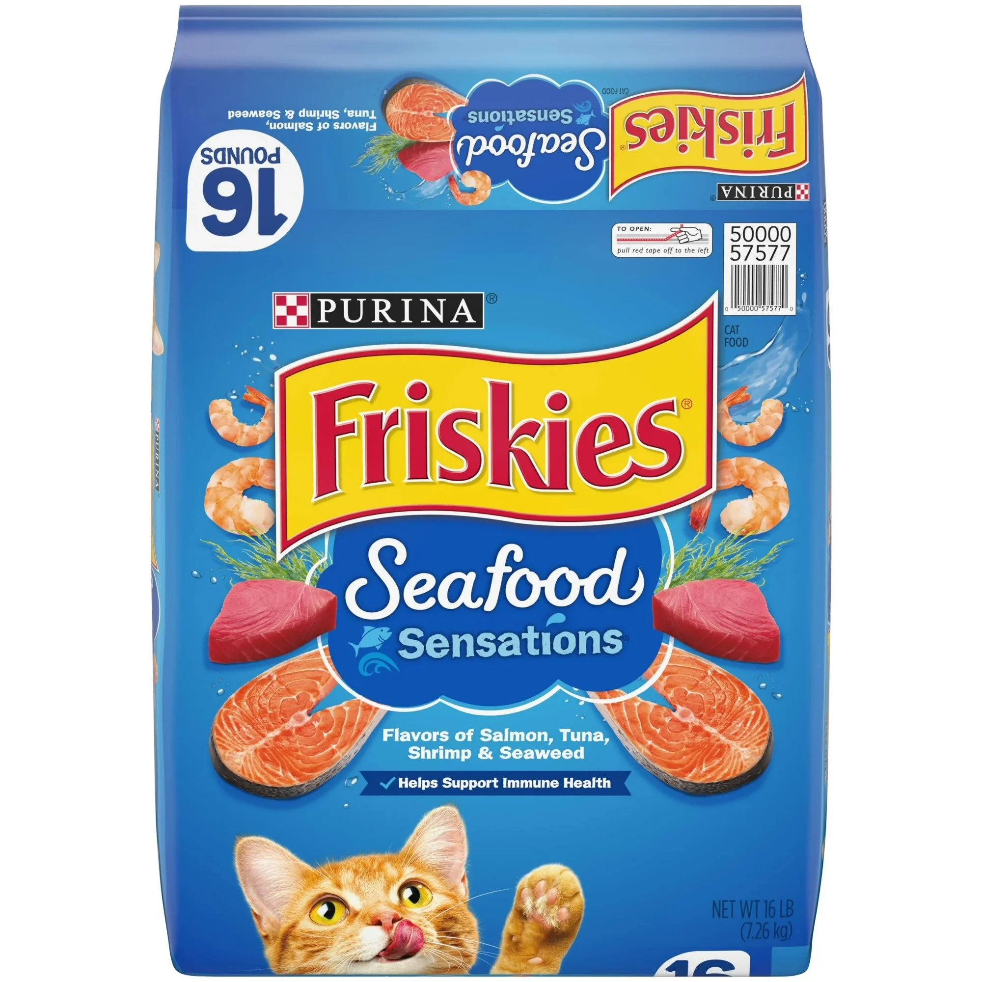 Purina Friskies Seafood Sensations Dry Cat Food 16lb Bag.