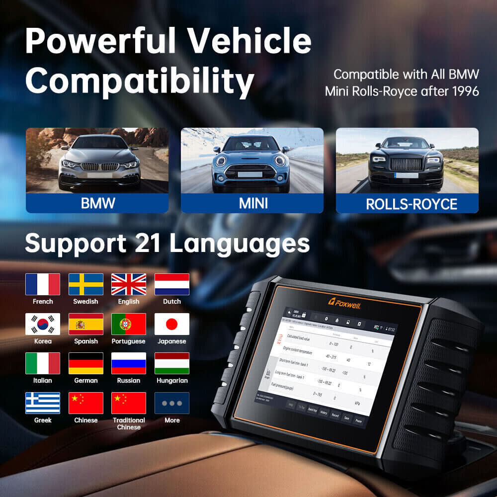 FOXWELL NT710 OBD2 Scanner Code Reader Bi-directional Scan Diagnostic Tool Relearn Coding Reset TPMS fit for BMW