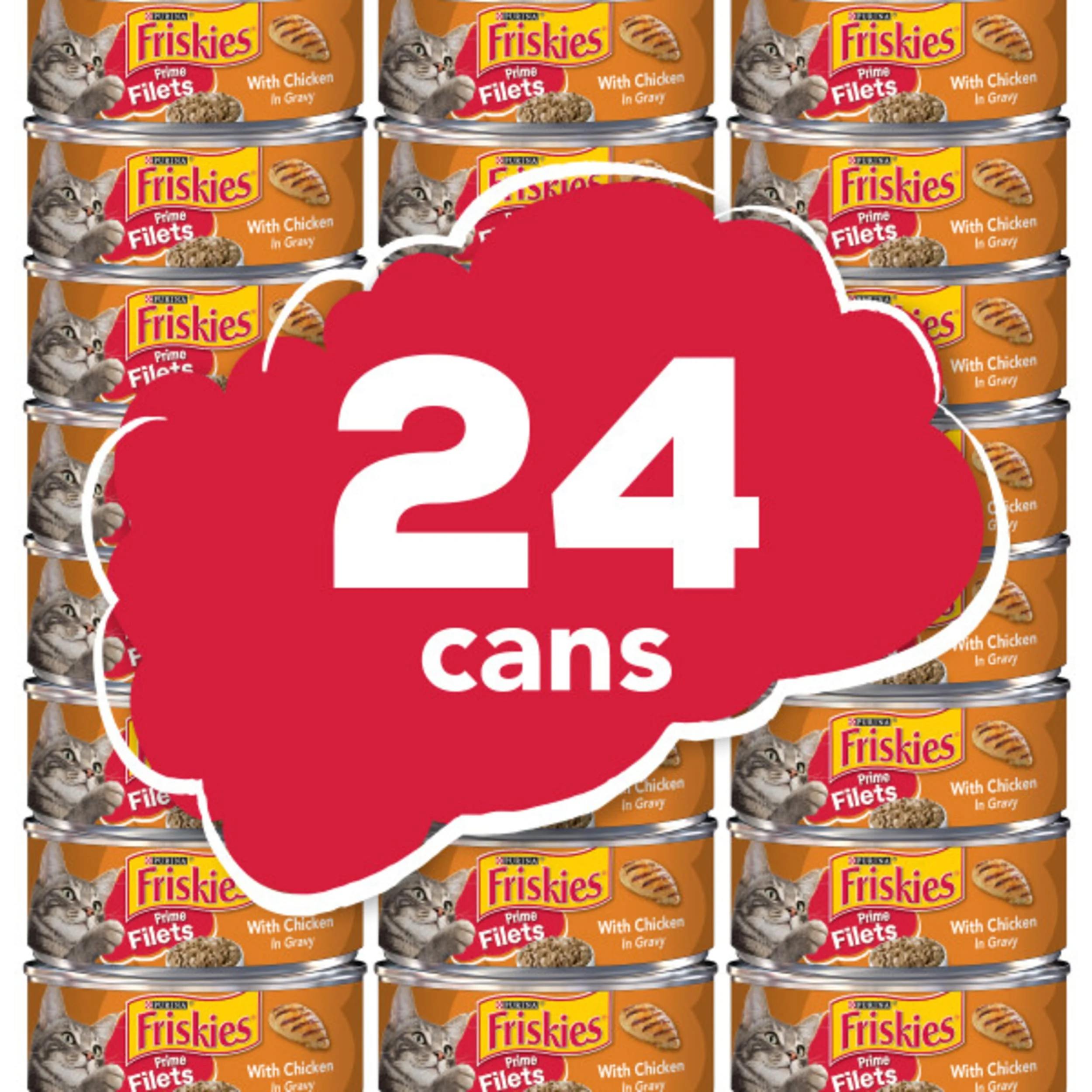 Purina Friskies Prime Filets Gravy Wet Cat Food for Adult Cats, Soft Chicken, 5.5 oz Cans (24 Pack)