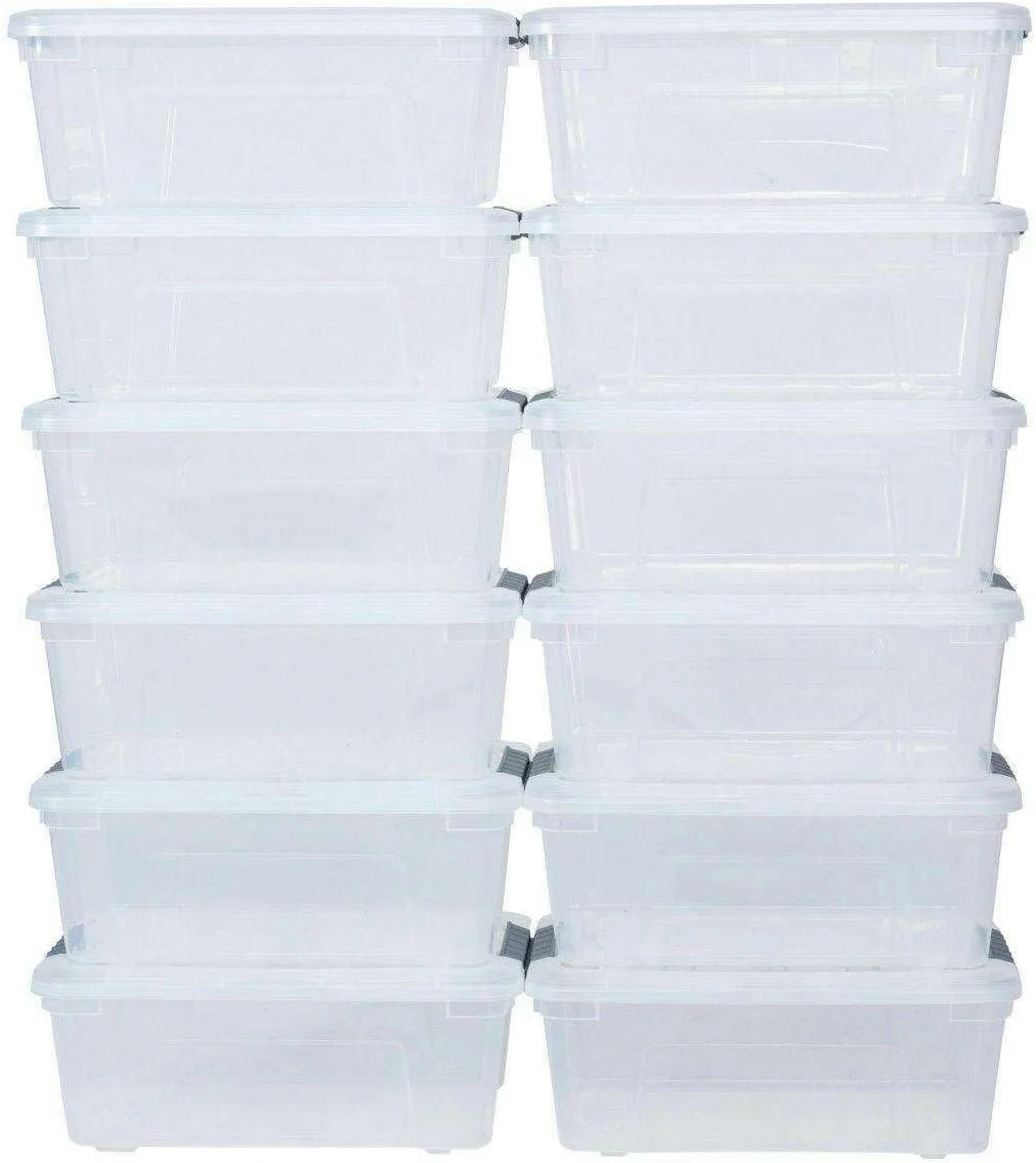 TJUNBOLIFE VBSQ 12Liter 12PCS Latch Stack Box Tubs Bins Latches Handles storagebox bins with lids containers drawers basket box bins with drawer