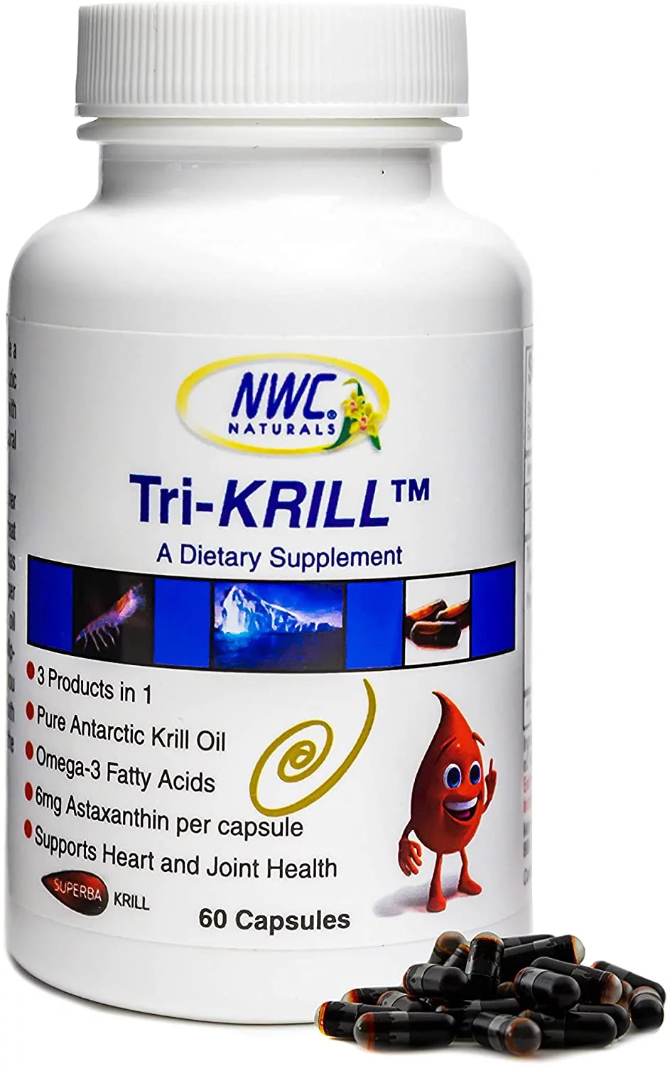 Tri-Krill Krill Oil, 6 mg Astaxanthin, 500 mg Krill Oil Blend per Capsule