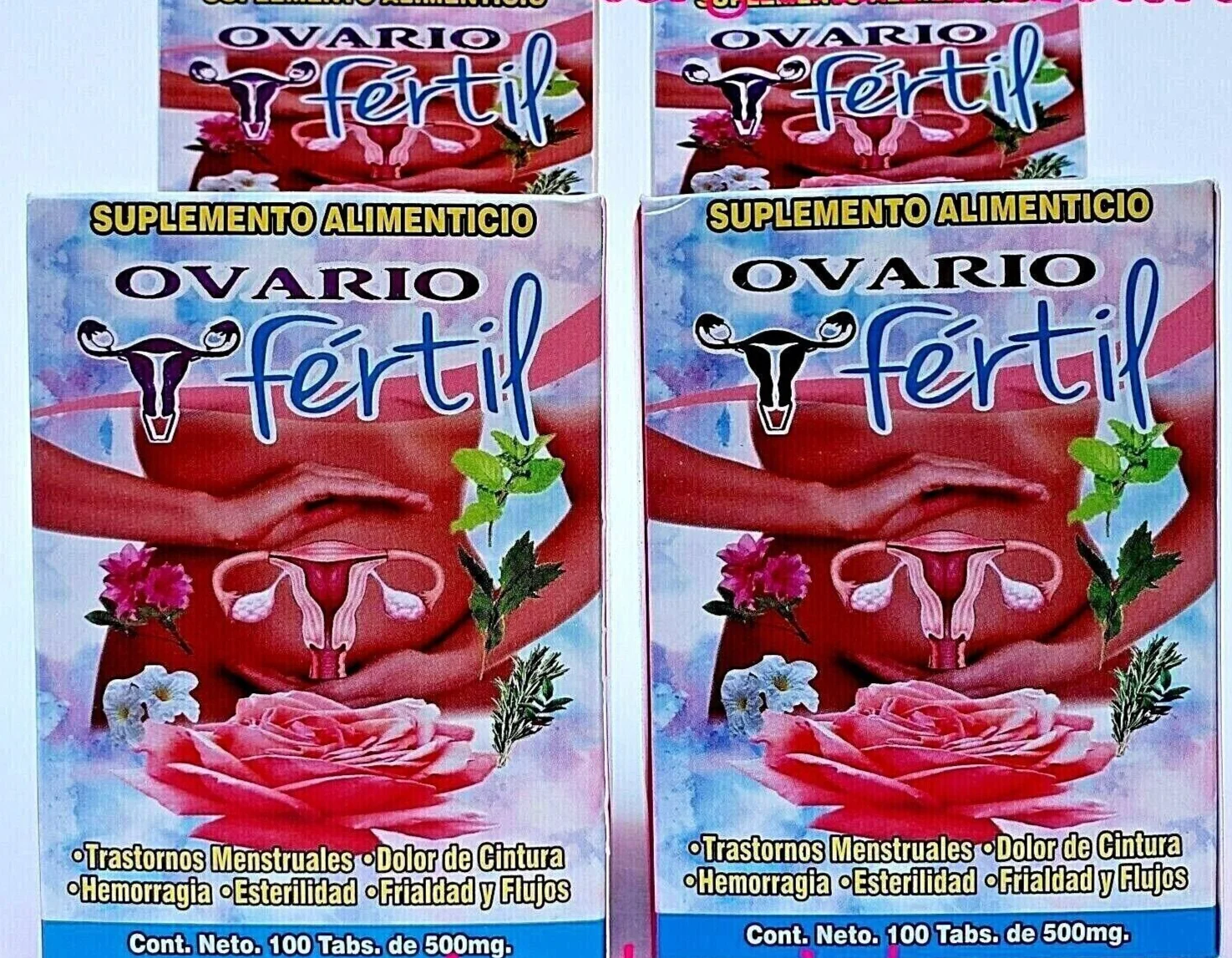 Ovario Fertil Reforzado con Cuerpo Amarillo & Ovaricon Colicos-Quistes - 100 Capsules (2 Pack)