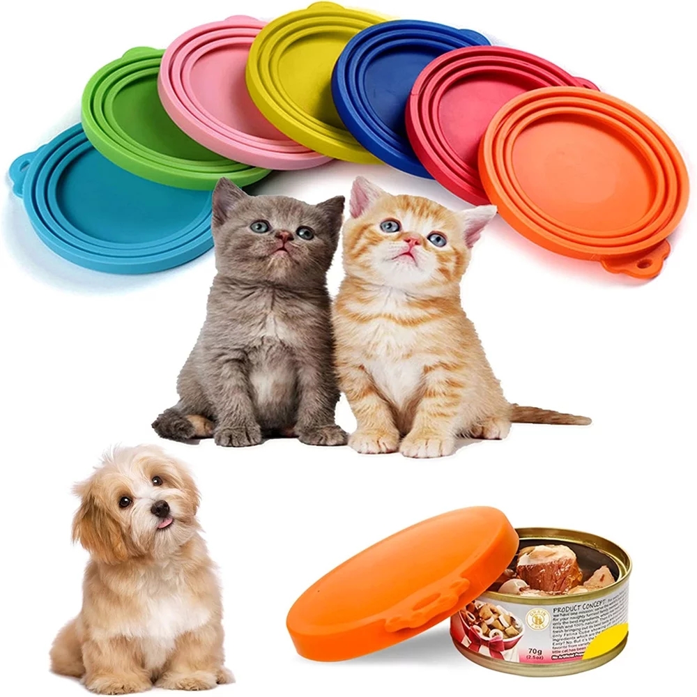 7Pieces Pet Silicone Lid for Cat and Dog Canned Food Storage - Universal Pet Food Jar Lid Fits All Standard Size Cans - - Dishwasher Safe - Keeps Food Fresh