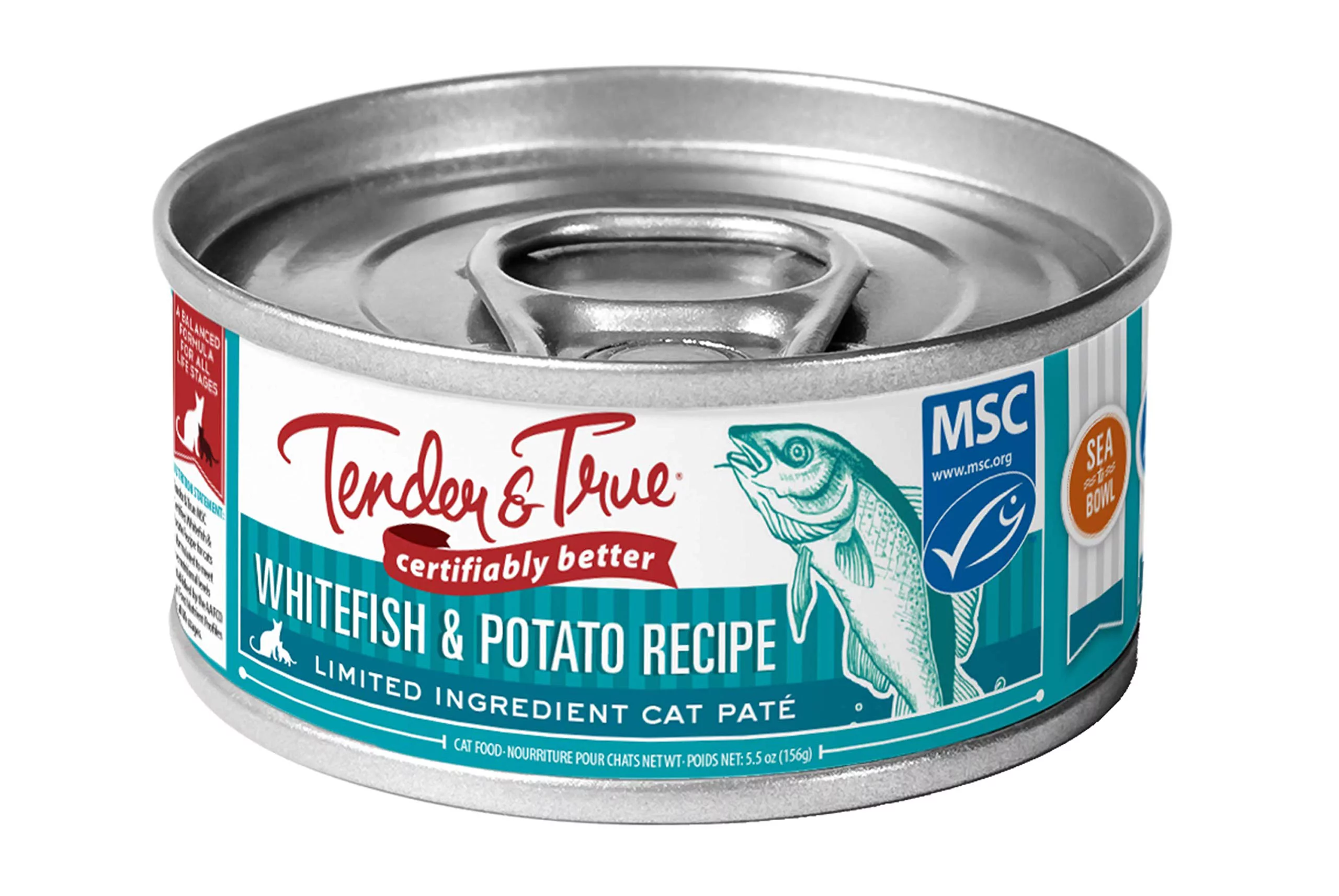 Tender & True Ocean Whitefish & Potato Recipe Canned Cat Food, 5.5 oz, Case of 24, 34021