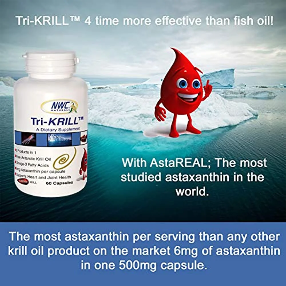 Tri-Krill Krill Oil, 6 mg Astaxanthin, 500 mg Krill Oil Blend per Capsule
