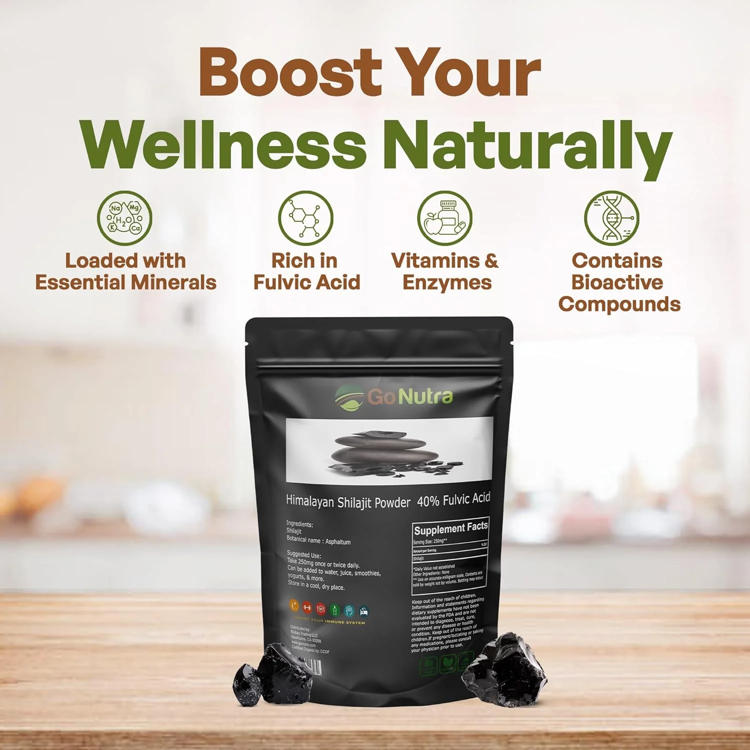 Shilajit Powder Pure Himalayan Shilajit 40% Fulvic Acid Trace Minerals - 4oz.