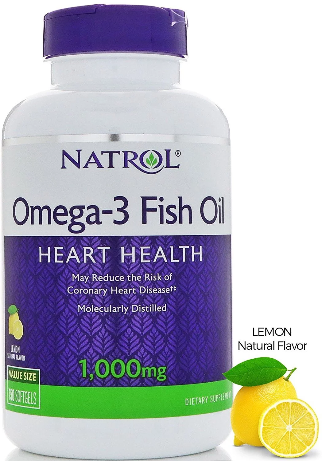 Natrol Omega-3 Fish Oil 1000 mg Softgels, Lemon 150 ea (Pack of 6)