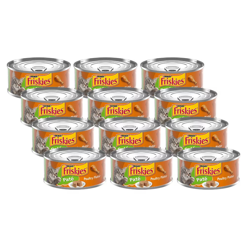 Purina Friskies Wet Cat Food, Poultry Platter Pate, 100% Complete & Balanced for Kittens & Adult Cats, Canned Wet Cat Food, 5.5-Ounce Can (Pack of 24)