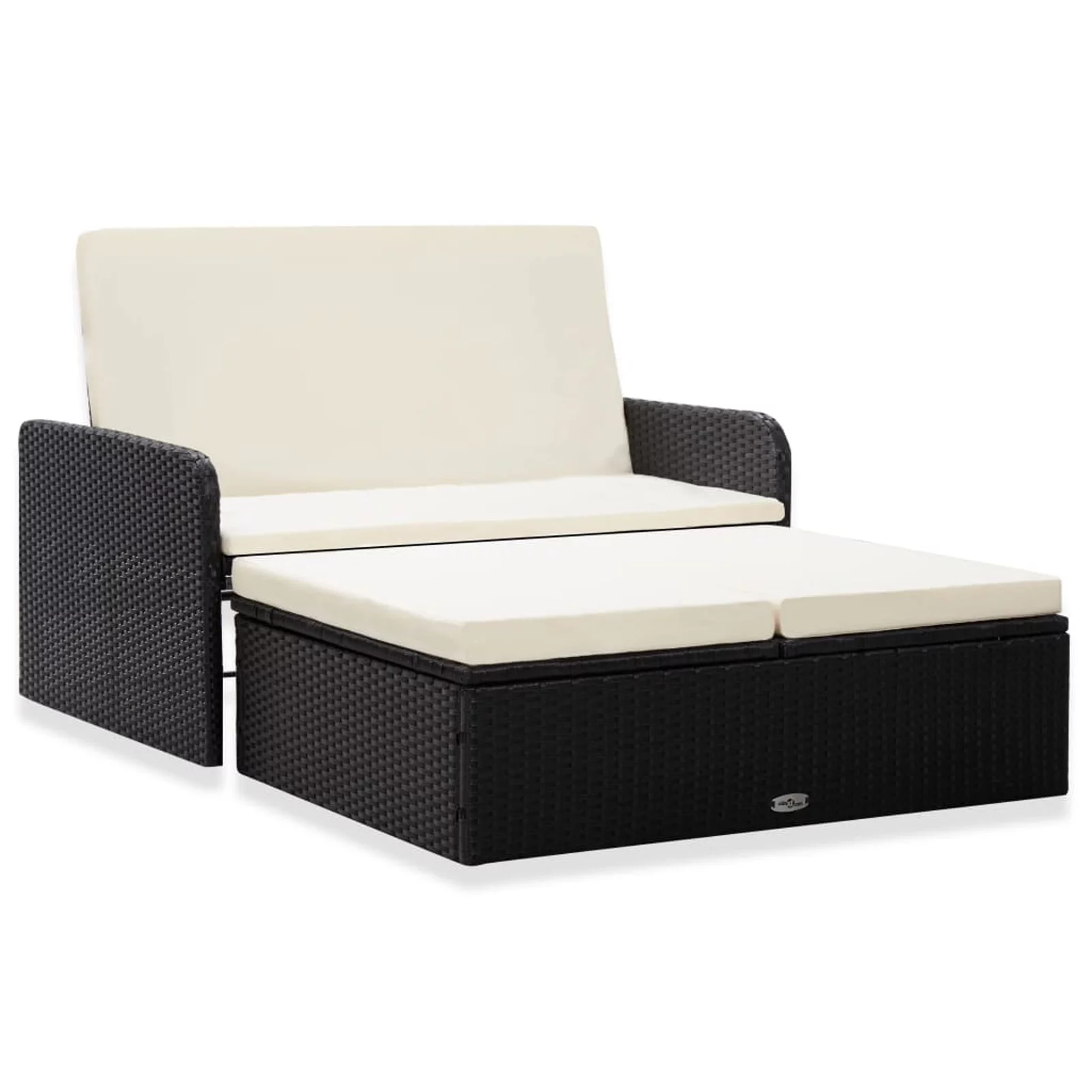 Anself 2 Piece Patio Lounge Set Backrest Adjustable Sofa and Footstool with Cushions Poly Rattan Sectional Sofa Set for Backyard, Garden, Balcony, Poolside