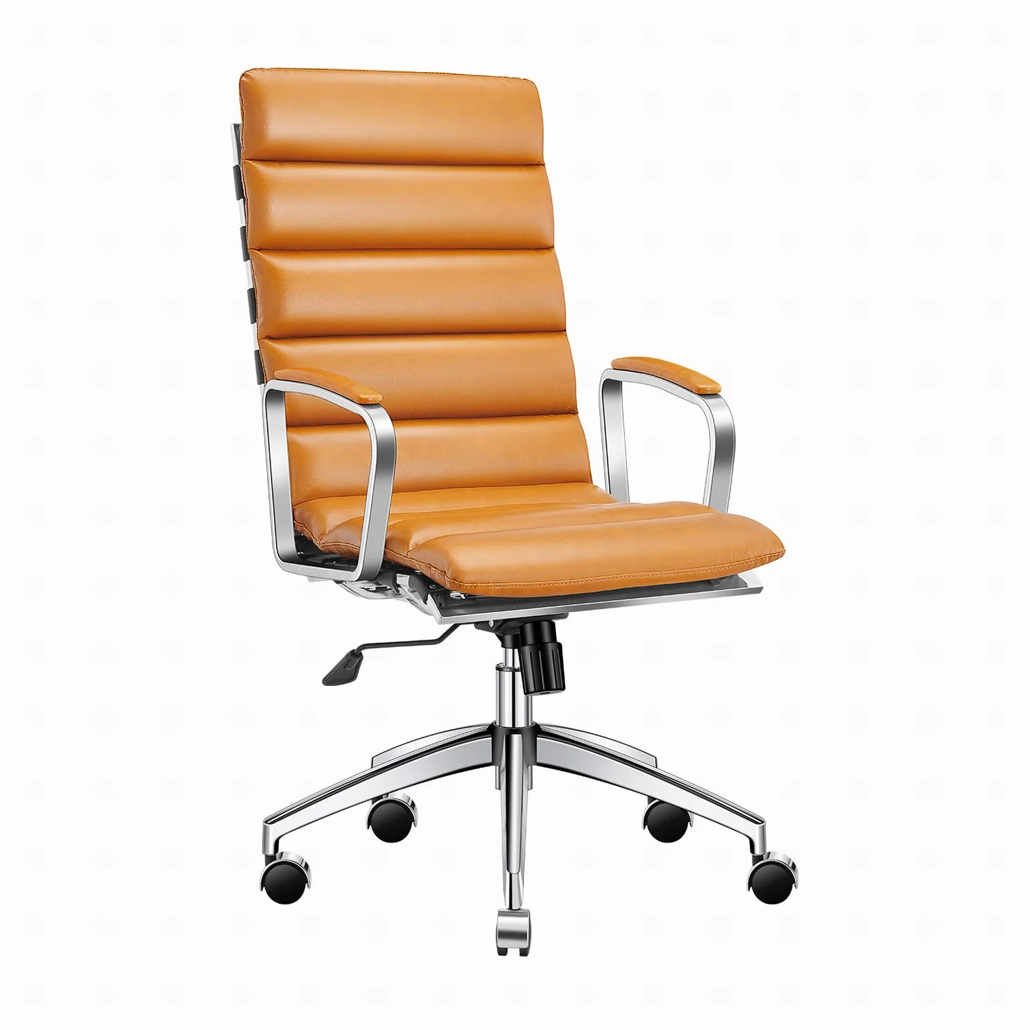 LUXMOD High Back Office Chair with Armrest, Terracotta Adjustable Swivel Chair in Durable Vegan Leather, Ergonomic Desk Chair for Extra Back & Lumbar Support C Terracotta