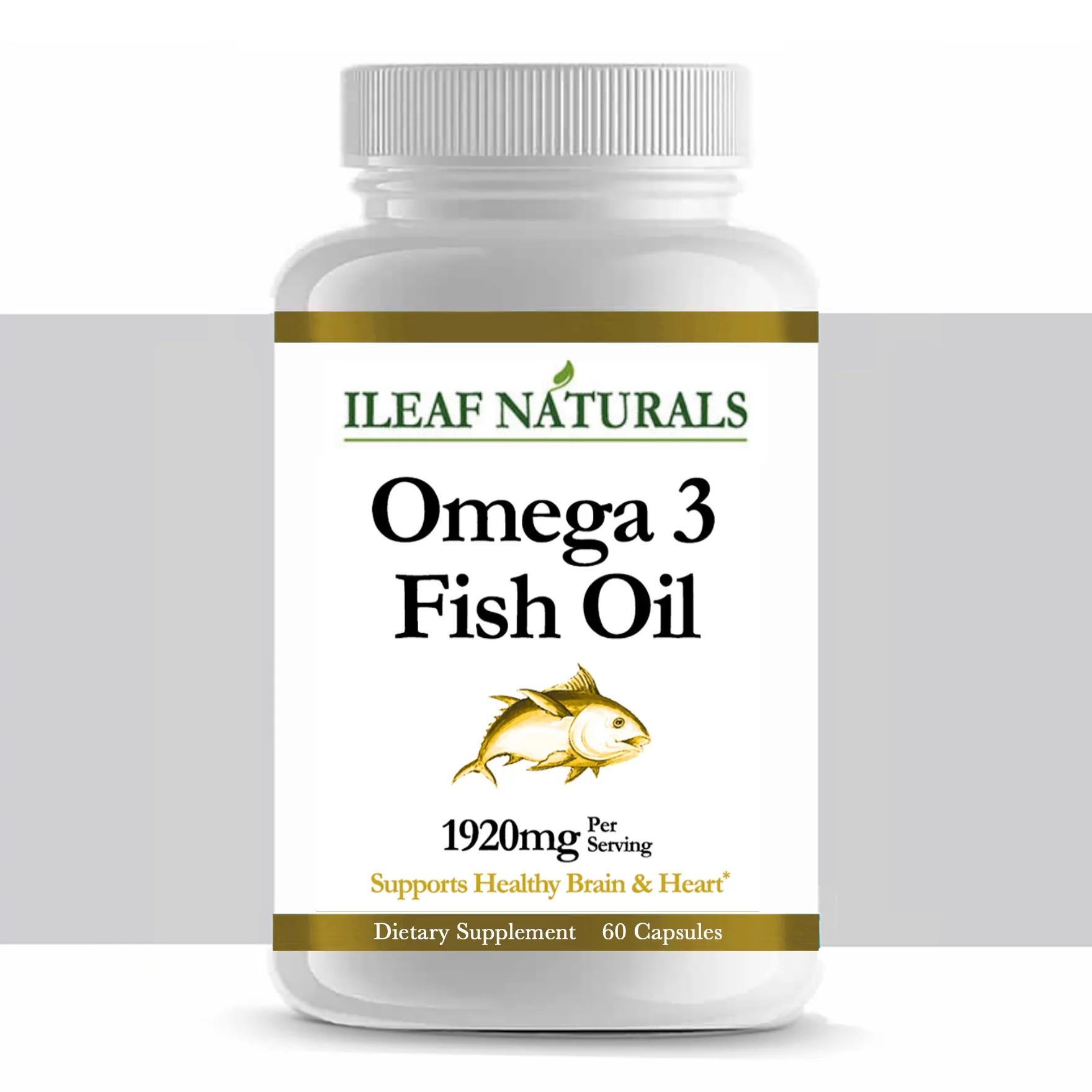 Ileaf Naturals Omega 3 Fish Oil 1920mg, Dietary Supplement - 60 Softgels