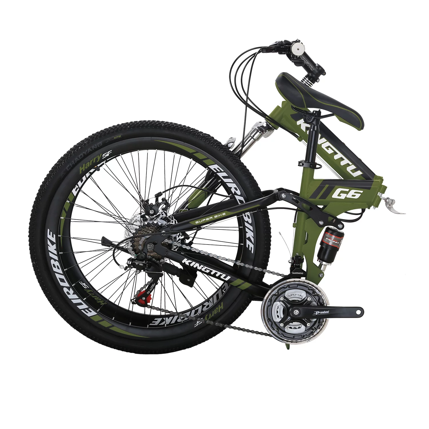 G6 Folding Bike for Adults 26 Inch Spoke Wheels 21 Speed Full Suspension Dual Disc Brakes Mountain Bikes Foldable Frame Bicycle