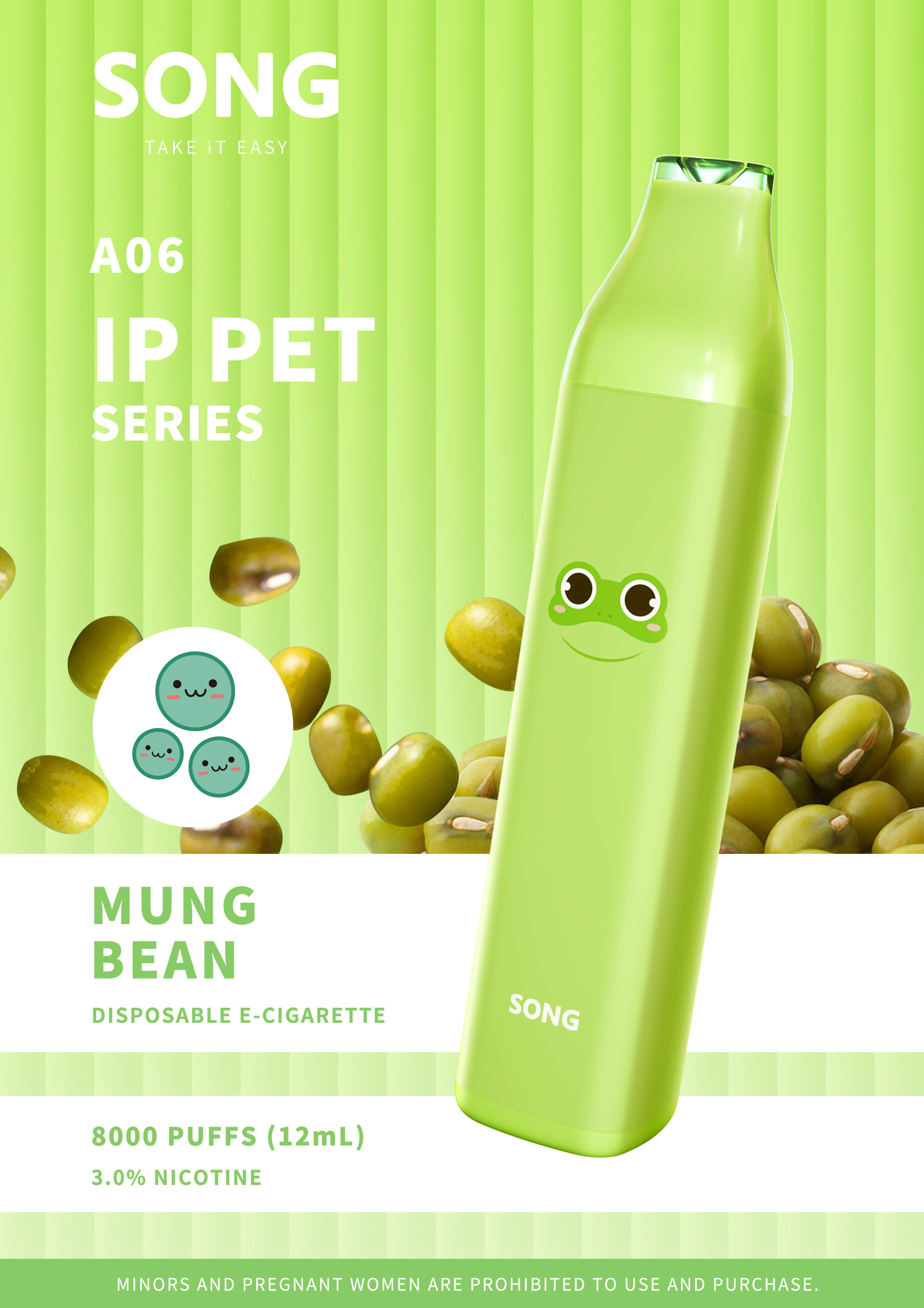 Disposable electronic cigarette IP PET SERIES A06 (Y808)/ Avocado appearance
