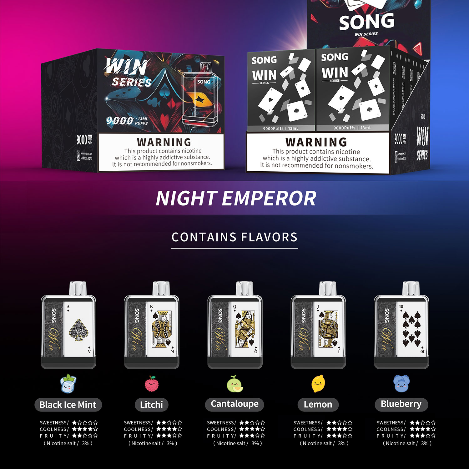 Disposable e-cigarette Poker series Y193C/ NIGHT EMPEROR