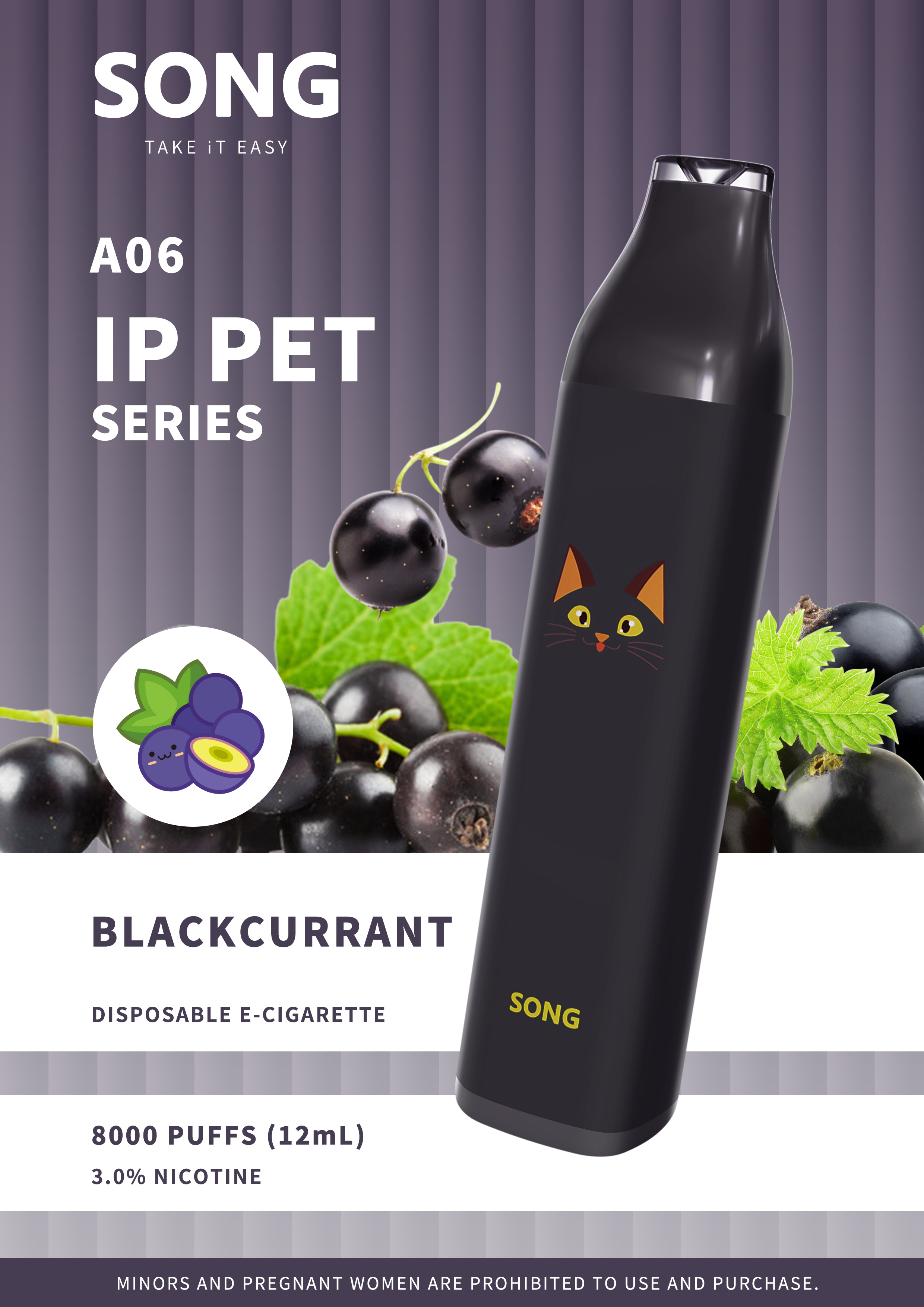 Disposable electronic cigarette IP PET SERIES A06 (Y808)/ Black appearance