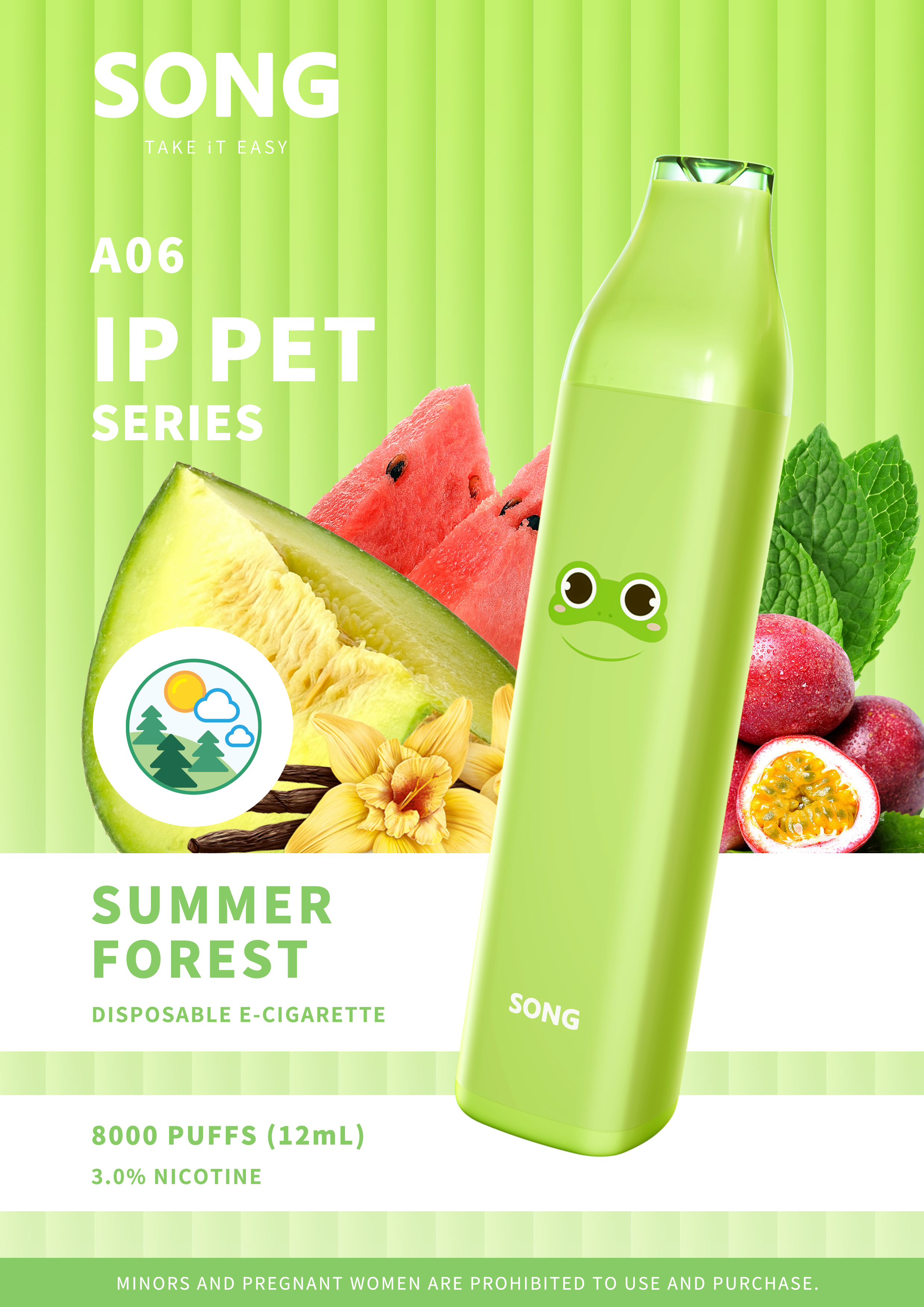 Disposable electronic cigarette IP PET SERIES A06 (Y808)/ Avocado appearance