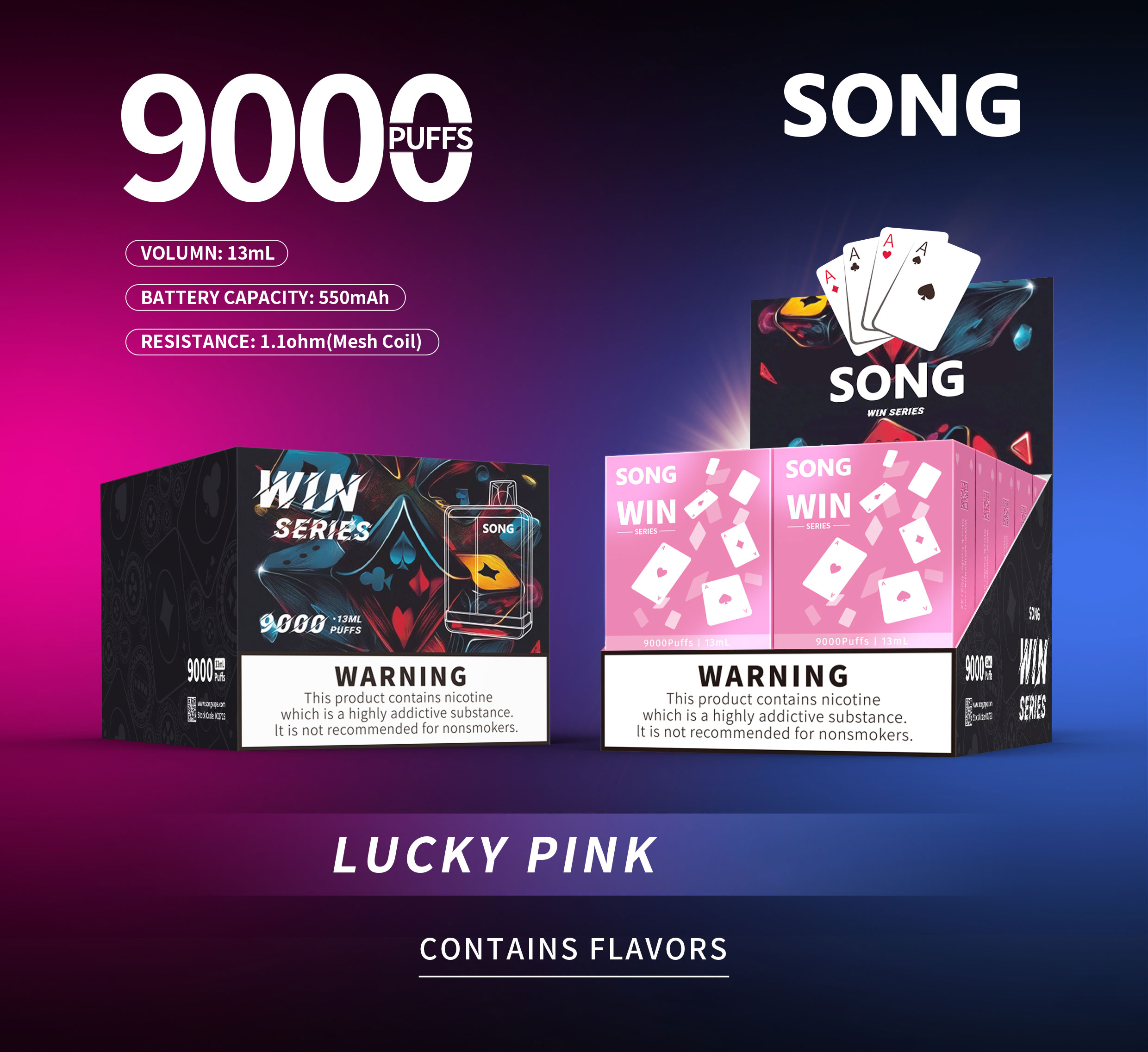Disposable e-cigarette Poker series Y193C/ LUCKY PINK