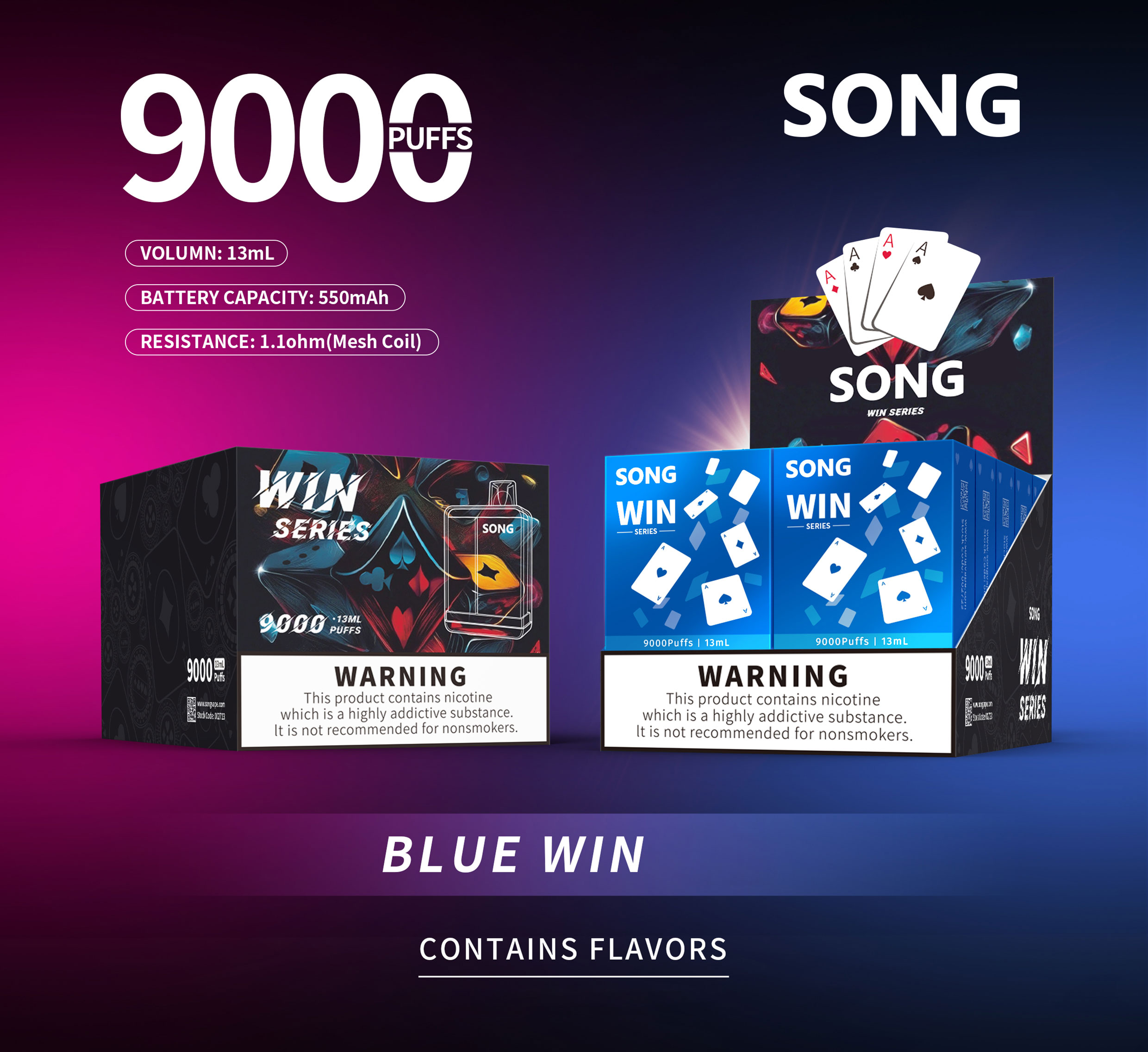Disposable e-cigarette Poker series Y193C/ BLUE WIN