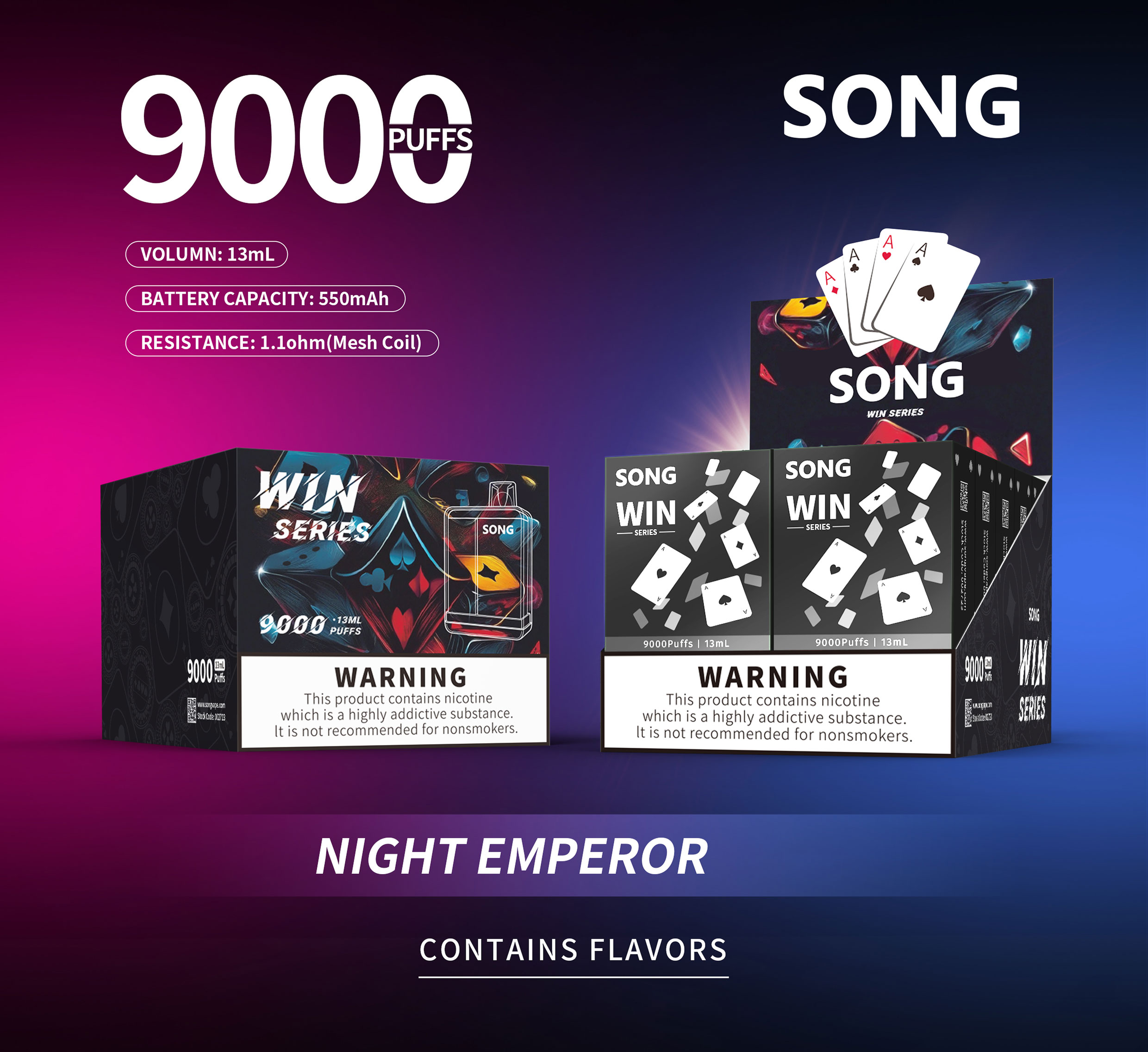 Disposable e-cigarette Poker series Y193C/ NIGHT EMPEROR